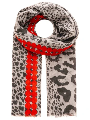 Zwillingsherz Szal w kolorze szaro-czerwonym rozmiar: onesize