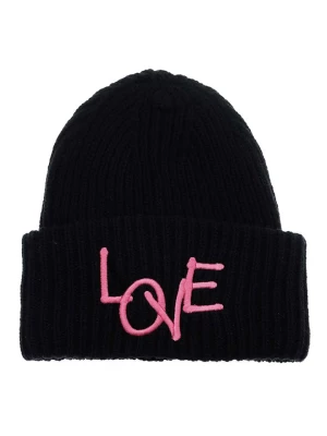 Zwillingsherz Wełniana czapka "Love" w kolorze czarnym rozmiar: onesize